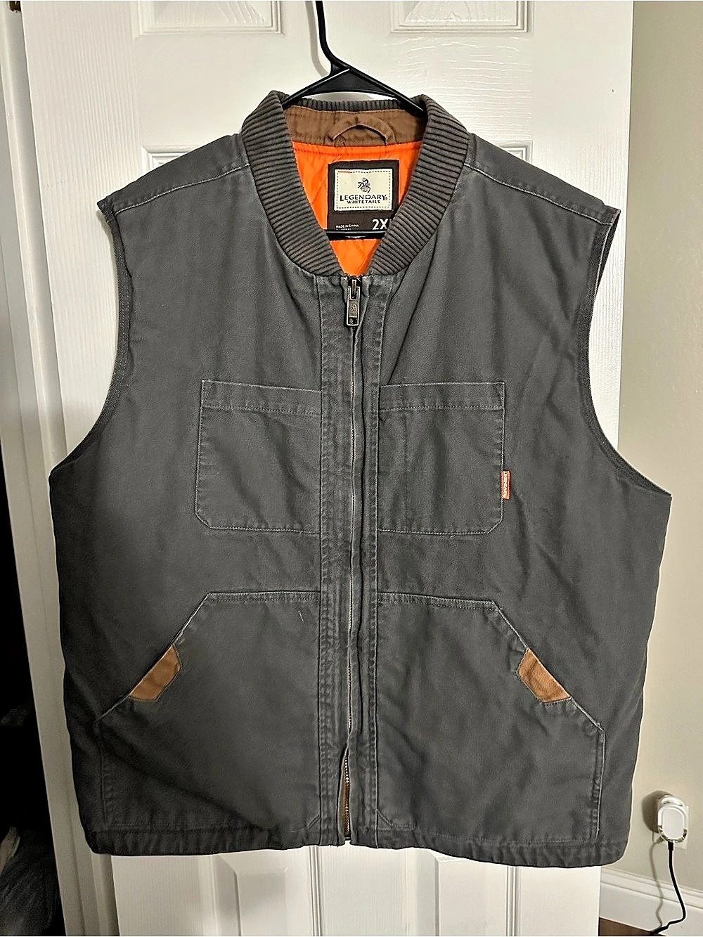 Legendary Whitetails Workwear Vest Gray & Orange 2XL